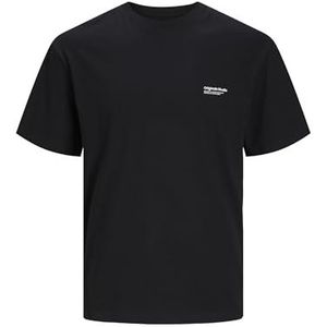 JACK & JONES Heren T-shirt bedrukt ronde hals T-shirt, zwart, L