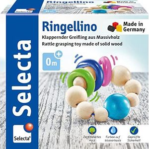 Selecta 61070 Ringellino, klapperende grijper van hout, 8,5 cm, kleurrijk