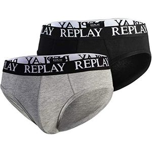 Replay Basic Cuff ondergoed voor heren, grijs melange/zwart, S