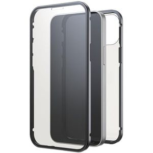 Black Rock - Hoes 360 graden glazen case geschikt voor Apple iPhone 13 Mini I telefoonhoes, magnetische sluiting, doorzichtig, cover (transparant met zwarte frame)