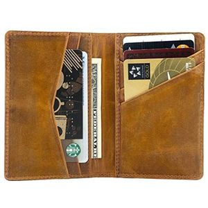 Otto Angelino Leder Ultra Slim Bifold Kaarthouder en Portemonnee - Unisex (Camel)