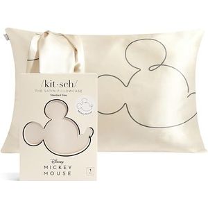Mickey/Minnie x Kitsch Satijnen kussensloop met rits - zachter dan zijden kussenslopen voor haar- en huidverkoelende kussenslopen | Satijnen kussenslopen standaardformaat (Mr. Mouse, 1 stuks)