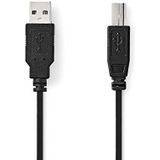 USB-A naar USB-B kabel - USB2.0 - tot 2A / zwart - 3 meter
