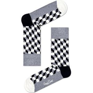 Happy Socks Filled Optic, Kleurrijke en Leuke, Sokken voor Dames en Heren, Zwart-Grijs-Wit (36-40)