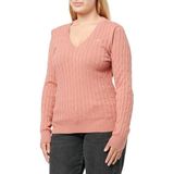 GANT Stretch katoenen kabel met V-hals, Faded Brick, XS