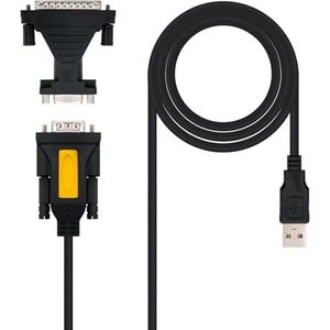 USB naar seriële converterkabel met A/M, RS232 DB9/M en DB25/M-stekkers, ideaal voor het aansluiten van seriële apparaten op USB-poorten op compatibele computers en apparaten, maakt overdracht van
