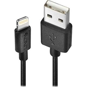 LINDY 0,5 m USB naar Lightning-kabel, Zwart