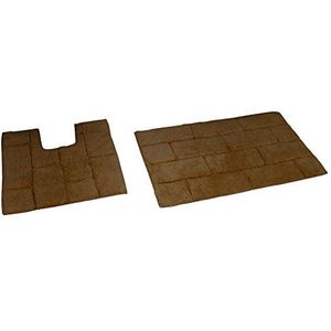 Rapport "" Tegelbad en voetstuk Mat Set, katoen, chocolade, 80 x 50 x 2 cm