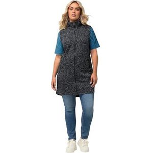 Ulla Popken Gebreid fleece vest voor dames, opstaande kraag, ritssluiting, blauw, 58-60