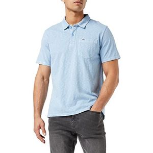 Wrangler Mens Overdye Polo T-Shirt, Cerulean Blue, Small