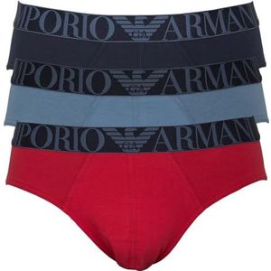 EMPORIO ARMANI Heren 3-Pack Brief, AVIO/Rosso/Marine, M (Pack van 3), Avio/Rosso/Marien, M