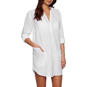 Seafolly Women's Basics Boyfriend Beach Shirt Swimsuit Cover White, Extra Small