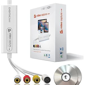 DIGITNOW! USB 2.0 Video Capture Card, VHS VCR TV naar DVD Converter, Ondersteuning voor Mac OS X PC Windows 7 8 10 White Medium