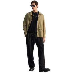 Trendyol Heren Herren Gerade Weites Bein Normale Taille Hose Shorts, Zwart, 20