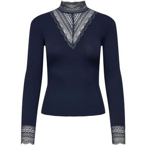 ONLY Dames Onltilde L/S High Neck Lace JRS Noos Top, Navy Blazer, XXL EU, navy blazer, XXL