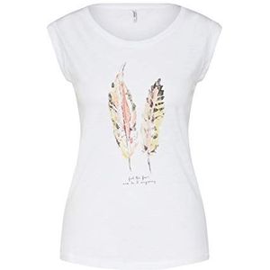 ONLY Dames Onlbone S/S Feel/Feathers Top Box Cs JRS T-shirt, Helder wit/print: feel1, XL