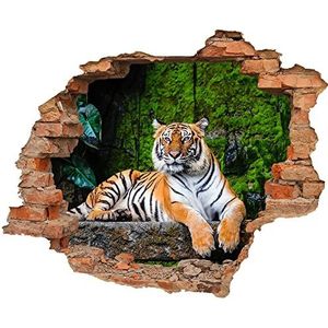 WCB Muurtattoo - Wanddoorbraak met uitzicht op Tiger 70 x 57 cm - Muursticker