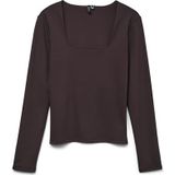 VERO MODA Vmmillion Ls Square Neck Top JRS Noos, chocolade taart, XL