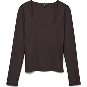 VERO MODA Dames Vmmillion Ls Square Neck Top JRS Noos, chocolade taart, M