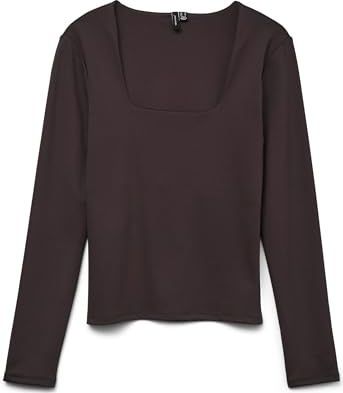 VERO MODA Dames Vmmillion Ls Square Neck Top JRS Noos, chocolade taart, M