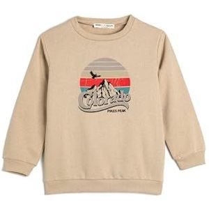 Koton Boys's Long Sleeve Crew Neck Gedrukt Detail Geborsteld Interior Sweatshirt, ecru(010), 5-6 jaar