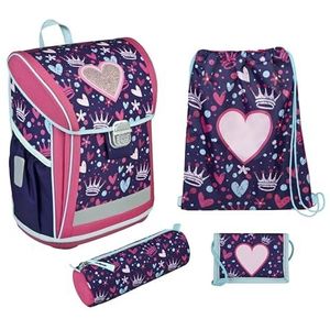 Undercover Curve schooltas Set Heart - ca. 23 liter opbergruimte - ergonomische rugkussens - aangebrachte reflectoren - meisjes - schooltas set 1e klas, lila, Eén Maat