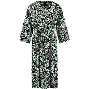 Taifun Dames kniebedekkende jurk met print wijde mouwen, 3/4 mouw jurk lange mouwen korte jurk patroon knie, Cosmic Green patroon, 44
