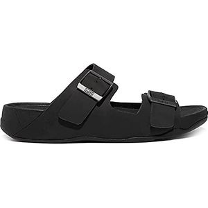 Fitflop Gogh Moc lederen glijbaan voor heren met gesp sandaal, Zwart, 43 EU