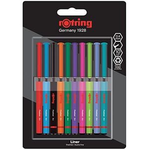 rOtring Liner fijnschrijvers | 0.4 mm | Kleurpennen voor schrijven en tekenen | Verpakking zonder plastic | Verschillende kleuren | 10 stuks