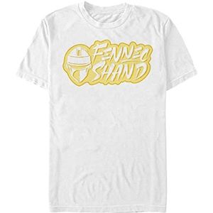 Star Wars Uniseks Fennec Shand Text Logo Organic Short Sleeve T-Shirt, wit, XL