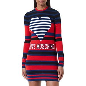 Love Moschino Dames Seasonal Heart en institutioneel Logo Intarsia Dress, Black Blue Red, 44