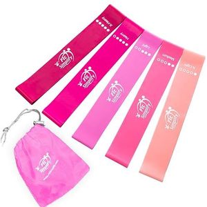 Fit Simplify Weerstandsbanden met handleiding (mogelijk niet beschikbaar in het Nederlands) en draagtas, 5 stuks, roze