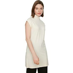 Trendyol Dames Beige rechte kraag mouwloos tuniek tuniek tuniek shirt, klein