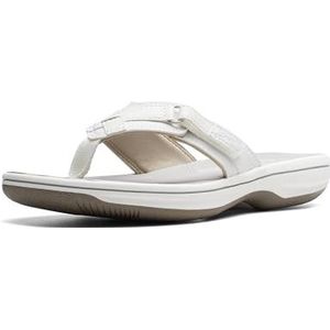 Clarks Breeze Sea Teenslippers voor dames, Wit Synthetisch, 5