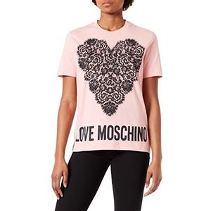 Love Moschino Dames met Maxi Lace Heart en Logo Print T-Shirt