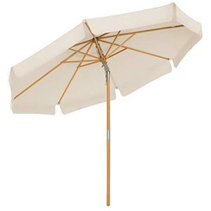 SONGMICS Parasol, achthoekige tuinparasol, zonwering tot UPF 50+, parasolstang en parasolribben, van hout, buigbaar, zonder standaard, outdoor, balkon, terras, beige, 2,7 m