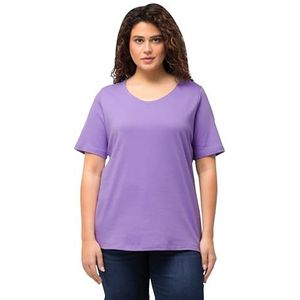 Ulla Popken Dameskleding Plus Size Curvy Dubbellaags Afgerond V-hals Slim Fit Tee 810528, Bleek Lila, 20-22