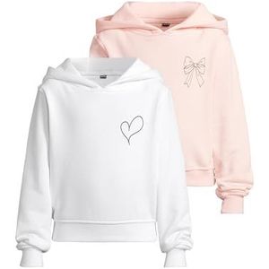 Urban Classics Meisje Capuchontrui, 65% Katoen, 35% Polyester, Wit + Pink, 110-116, wit + roze., 110-116