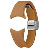 Samsung D-Buckle Hybrid Eco-Leather Band (Slim, S/M) ET-SHR93 voor Galaxy Watch6, horlogeband, originele armband, D-gesp, imitatieleer, fluorrubber, aanpasbare vouwsluiting, elegant, camel