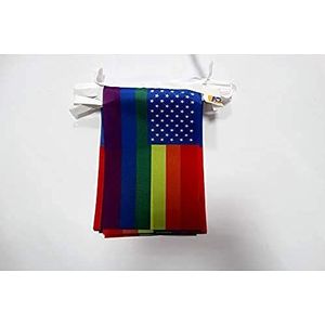 AZ FLAG Slinger, 6 m, 20 regenboogvlaggen, VS, 21 x 15 cm, regenboogvlag, 15 x 21 cm