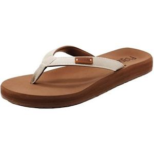 FLOJOS Women's Billie Sandal, Off White/Brown, 7