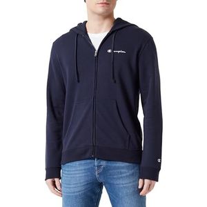 Champion Legacy Icons-Heavy Spring Terry Small Script Logo Full-Zip Sweatshirt met capuchon voor heren, Navy Blauw, S