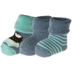 Jacob's eerste sokken met badstof 3-pack pinguïnmotief maat 0-3 maanden
