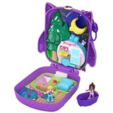 Compacte​Polly Pocket Pocket World Uilencamping met Leuke Geheime Plekken, Micropoppen Polly en Shani, een Boot en een Stickervel, voor kinderen van 4 jaar en ouder