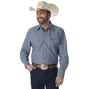 Wrangler Heren cowboy cut westerse lange mouw snap werkshirt gewassen afwerking, ondoorzichtig, Blauw, 3XL