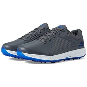 Skechers Heren schoenen-GO Golf Elite 5 GF Sneaker, grijs synthetisch/blauwe trim, 12 UK, Grijze Synthetische Blauwe Trim, 47.5 EU