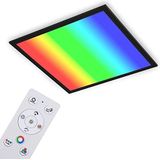 BRILONER - Ultravlakke plafondlamp RGB, plafondlamp CCT, LED-paneel, instelbare kleurtemperatuur, kleurverandering, dimbaar, afstandsbediening, zwart