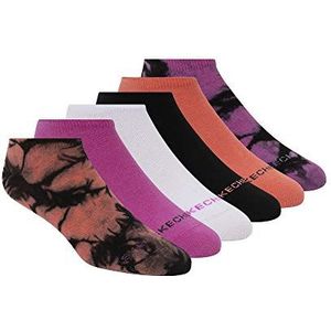 Skechers Dames 6 Pack Non Terry No Show Socks 6 Pack Non Terry No Show Sokken, Black Tie-Dye Combo, 9-11