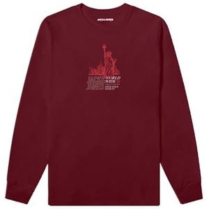 JACK & JONES Joryork Tee Ls Crew Neck FST, Tibetaans rood., XS