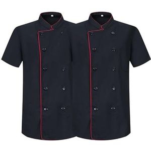 MISEMIYA - Pack 2 stuks -Chef Jackets Gentleman met korte mouwen - Ref.8421, Zwart 21, 5XL